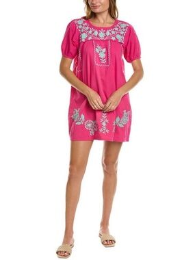 Mer St. Barth Camille Embroidered Pink Mini Dress Large